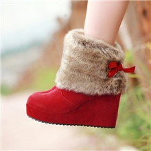 短靴磨砂坡跟超高跟圆头防滑底女式小矮靴女靴短靴磨砂M206-4