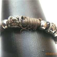 西藏云南民族饰品批发藏饰批发东巴缘合金牛皮手链BL-044