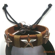 西藏云南民族饰品复古饰品东巴缘合金牛皮手链BL-020