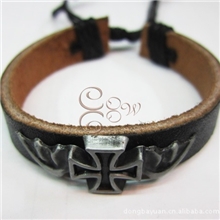 Cocow复古牛皮手链十字架手链合金牛皮手链BL-065