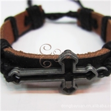 Cocow复古牛皮手链十字架手链合金牛皮手链BL-064