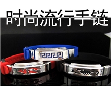 韩版时尚情侣手链男士女士手链手饰硅胶手环钛钢饰品百搭手链批发