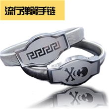 流行弹簧情侣手链男士女士手链手饰硅胶手环钛钢饰品百搭手链批发