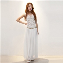 明星同款夏季杨颖angelababy盘花雪纺超仙连衣裙雪纺长裙88037