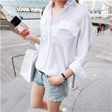 2013秋装新款呛口小辣椒partysu双口袋雪纺衫衬白色衬衣86090