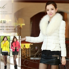 2013新款冬装女士正品韩版修身毛领加厚轻薄短款棉衣羽绒棉服外套