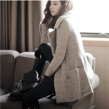 2013新款女冬装外套韩版呢子翻领修身风衣毛呢大衣呢外套