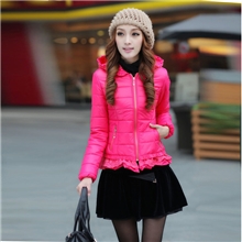 新品2013秋冬装韩版蕾丝短款甜美拉链小棉袄棉衣外套大码加厚棉服