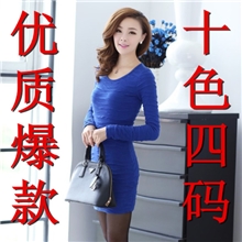 2013韩版女装修身泡泡皱连衣裙