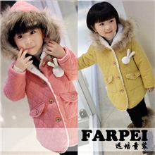 2013冬款韩版女童加厚棉衣儿童外套批发韩版冬款新款兔子头棉衣