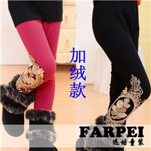 2013冬款童裤子批发女童金丝花边加绒打底裤儿童加绒打底裤批发