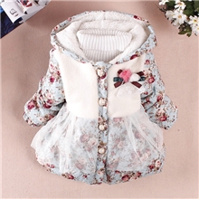 儿童棉衣批发韩版时尚毛绒名族花朵加厚童棉衣女童棉衣外套