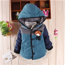 童装批发冬装新品韩版卡通小熊拼色童棉衣男童加厚棉衣