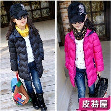 新款韩版童装秋冬女童中长款棉衣中小儿童加棉加厚童棉衣批发