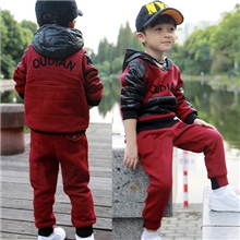 爆款热销童装中大童秋冬款儿童套装男女童贴标加厚大卫衣三件套