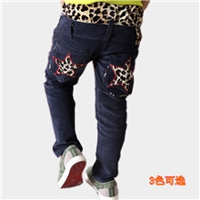 乌溪童品】男童秋季全棉豹纹灯芯绒单裤儿童秋款新款童裤批发
