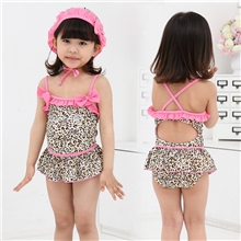 外贸品牌豹纹连体泳衣女童温泉泳衣质量保证1135#大组5-9岁