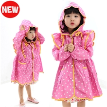 【荐】2013新款雨衣韩版波点儿童雨衣PVC雨衣两色选可选码