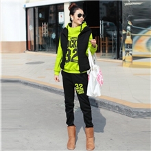 韩版运动休闲套装32号加厚马甲卫衣三件套大码女装&5125