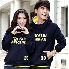 9095#2013秋冬新款情侣装休闲连帽套头卫衣韩版情侣卫衣抓绒