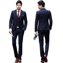 韩版男士两扣黑色西服外套修身小西服套装新郎结婚礼服职业西服潮