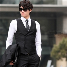 热卖男士马甲背心男士韩版时尚休闲修身双排扣马夹男西装马甲西背