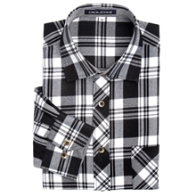 七彩羊2013春秋款男士长袖经典格纹磨毛衬衫毕加索黑白格