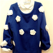 2013年秋季韩国东大门新款代购明星同款花朵淑女套头毛衣批发