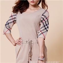 2013新款高档英伦风格短款中袖四面弹力连衣裙厂价直销18178