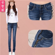 【安哲丽】新款修身显瘦修腿女士小脚裤女式牛仔长裤厂家批发