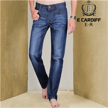 E夫男士秋装新款韩版潮流直筒休闲长裤纯棉洗水修身男士牛仔裤