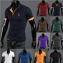 【外贸特供】ebay速卖通热卖新款时尚韩版男士小鹿刺绣短袖POLO