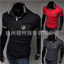 ebay速卖通出口欧洲时尚兰博基尼刺绣短袖POLO衫保罗衫三色Q18