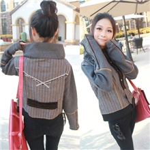 韩版新款外套拼接小外套可爱娃娃装时尚保暖立领短大码女装实拍