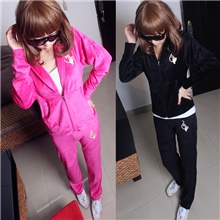 实拍韩国品牌原单女士休闲套装春秋卫衣休闲带帽套装外套长裤