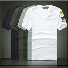 男士V领t恤2013新款男士时尚韩版短袖T恤休闲棉质T恤男潮120