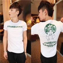 2013新款韩版潮流林弯弯les帅T男士潮牌印花圆领纯棉修身短袖T恤