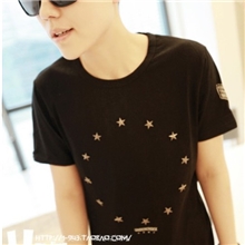 les帅T林弯弯2013夏季t恤男半袖圆圈钢钉小星星潮流男士短袖T恤