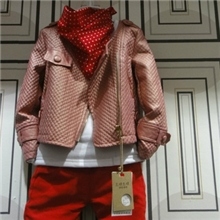 嚒嘻嚒嘻童装/冬季新款/女童绗绣皮衣/女童棉衣外套/织里童装批发