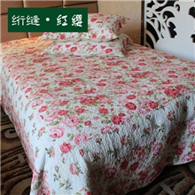 秋冬新款舒适亲肤绗缝被空调被可水洗床盖式三四件套浪漫红缨批发