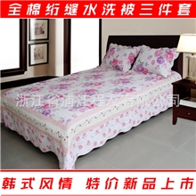 浦江外贸绗缝被浦江拼布纯棉件套义乌水洗被子床罩床单厂订制