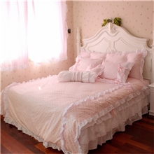 层层蛋糕花边蝴蝶结床上用品可爱小碎花四件套纯棉床裙小点点