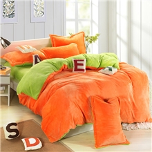 超柔加厚素色拼色法兰绒四件套纯色法兰绒床单被套双拼保暖床品