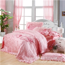 南通家纺厂家批发粉红婚庆四件套品牌高档正品婚庆床品诚招代理