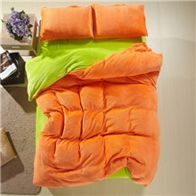 法莱绒纯色双拼四件套经编暖绒床品法兰绒被套床单床笠批发