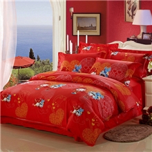 全棉半活性印花四件套12868婚庆纯棉套件斜纹床上用品一件代发