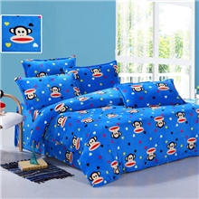 厂家直销法莱绒卡通四件套蓝玫红可爱卡通猴加厚法莱绒套件