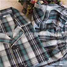 厂家批发春秋冬纯棉厚款女式长袖老粗布睡衣家居服套装