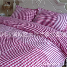 山东滨州厂家直销2012方格纯棉老粗布四件套全棉四件套