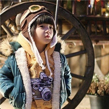 儿童雷锋帽飞行帽飞行员秋冬护耳童帽/韩版皮帽羊羔绒眼镜